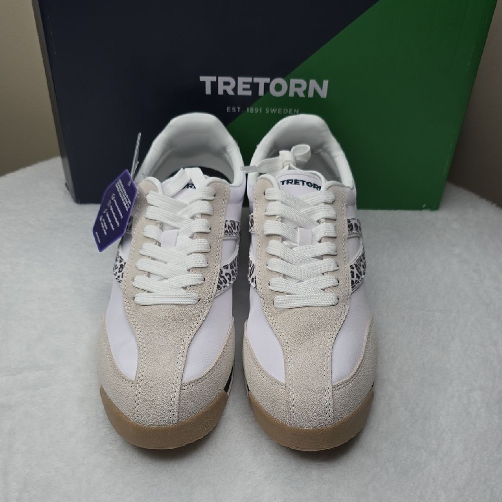 NIB Tretorn Kristine Elite Sneakers 9.5M Suede Nylon Black White Leopard